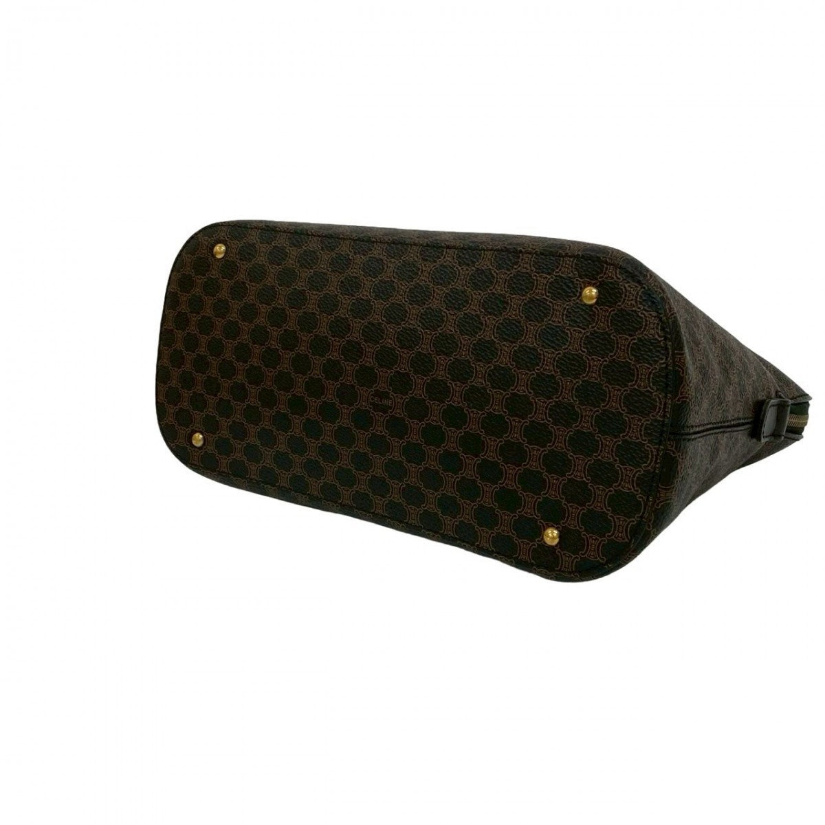 CELINE Shoulder Bag Leather, PVC black Macadam Blason logo Pattern Women Used Authentic