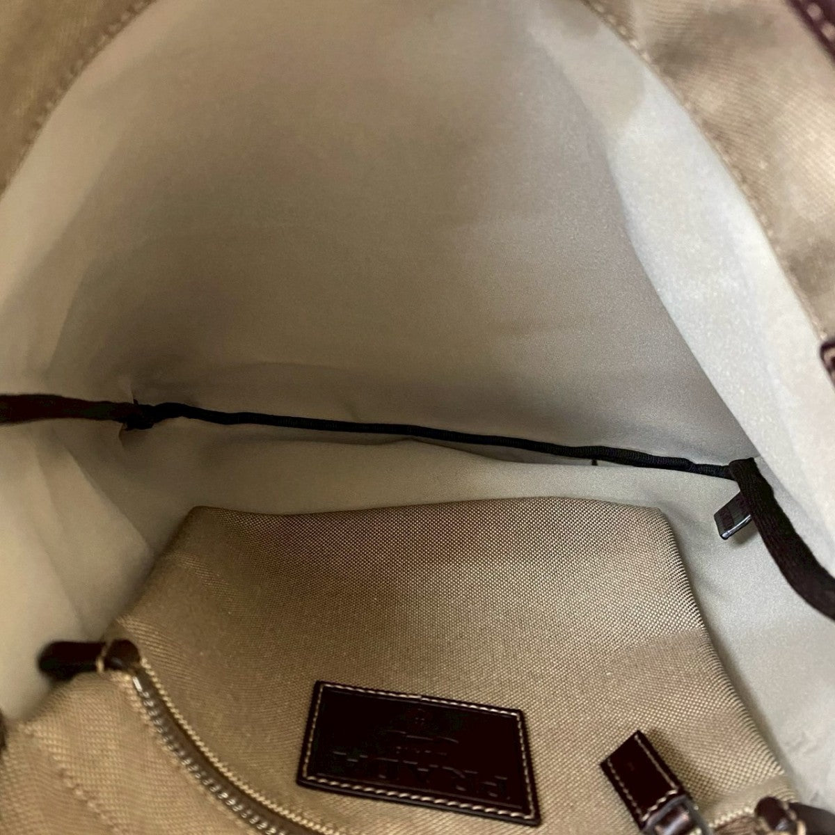 PRADA Shoulder Bag canvas beige