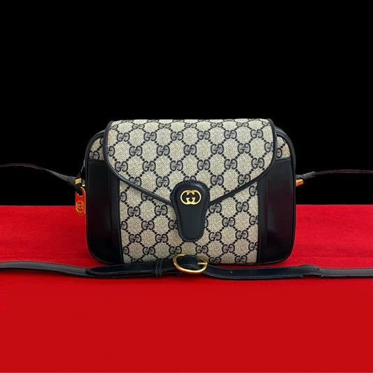 GUCCI Shoulder Bag leather Navy