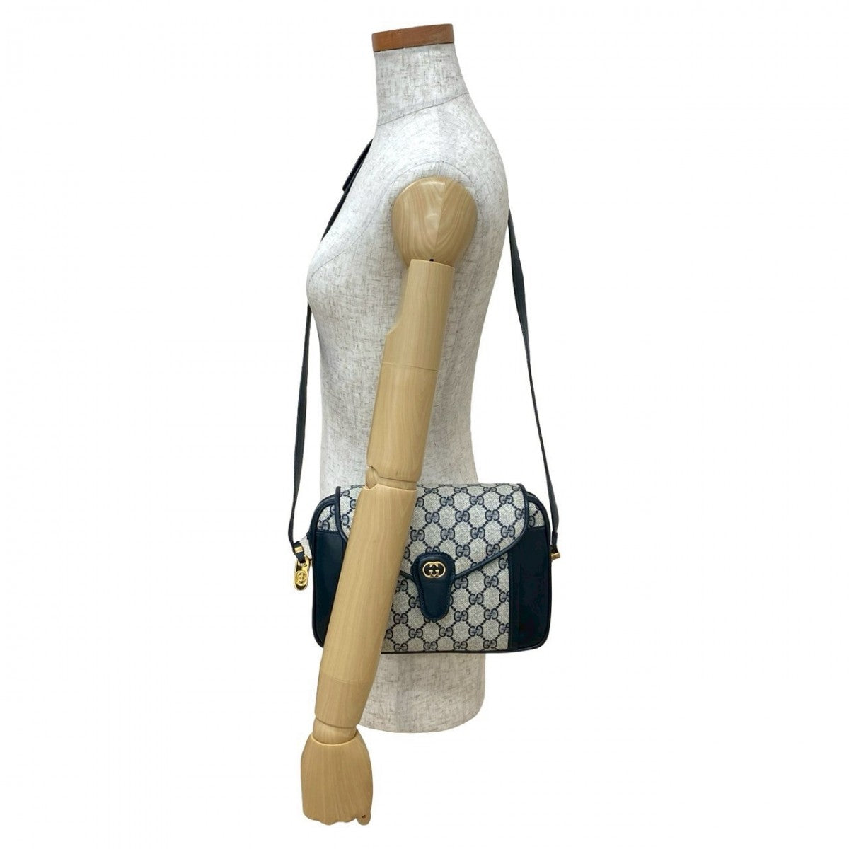 GUCCI Shoulder Bag leather Navy