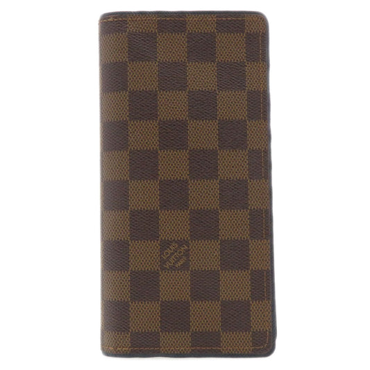 LOUIS VUITTON Long Wallet Purse N63153 Damier canvas Brown Portefeuille Brazza Former Women Used Authentic