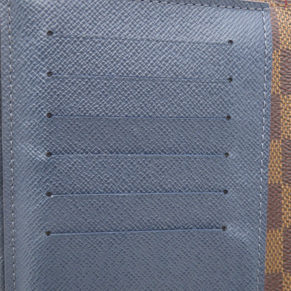 LOUIS VUITTON Long Wallet Purse N63153 Damier canvas Brown Portefeuille Brazza Former Women Used Authentic