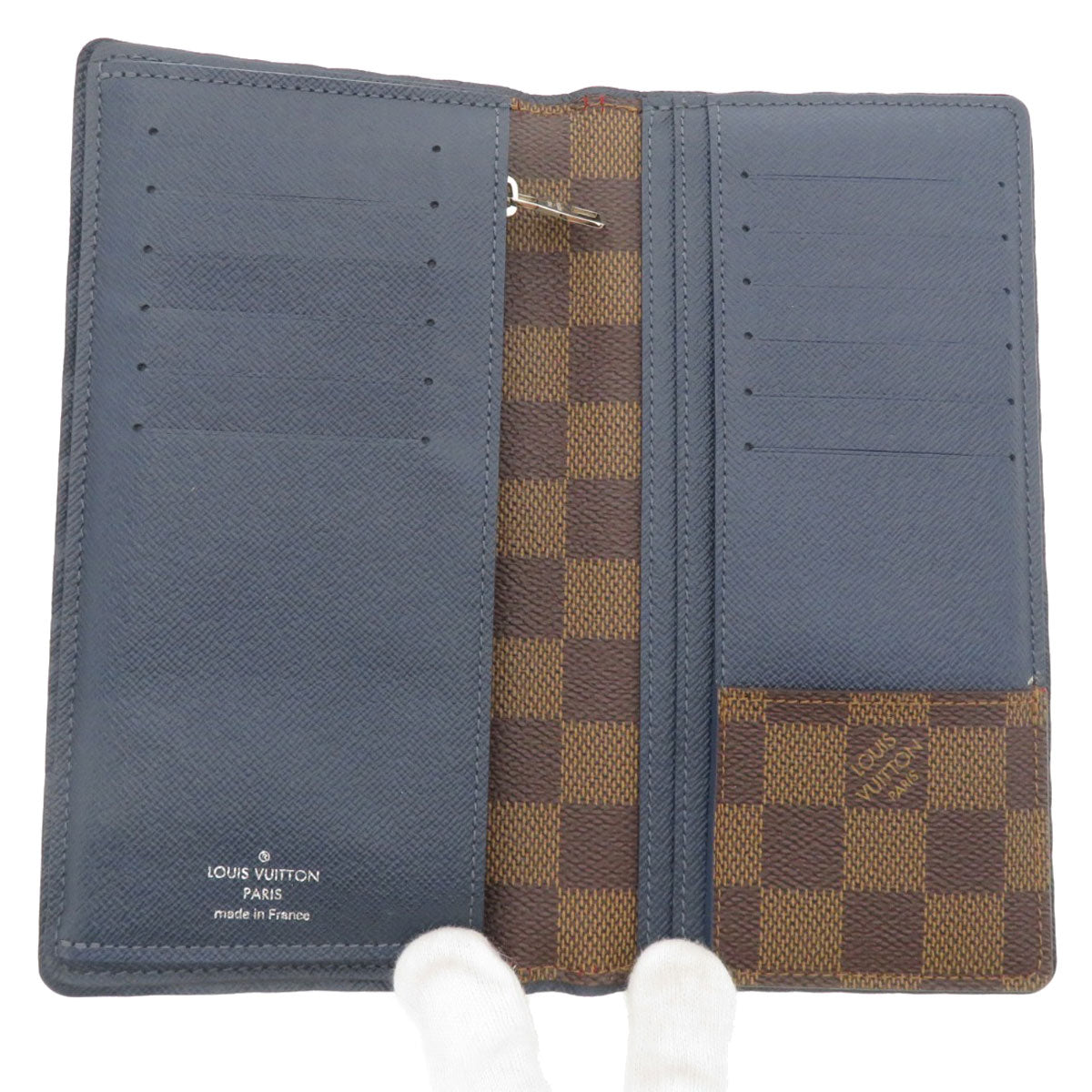 LOUIS VUITTON Long Wallet Purse N63153 Damier canvas Brown Portefeuille Brazza Former Women Used Authentic