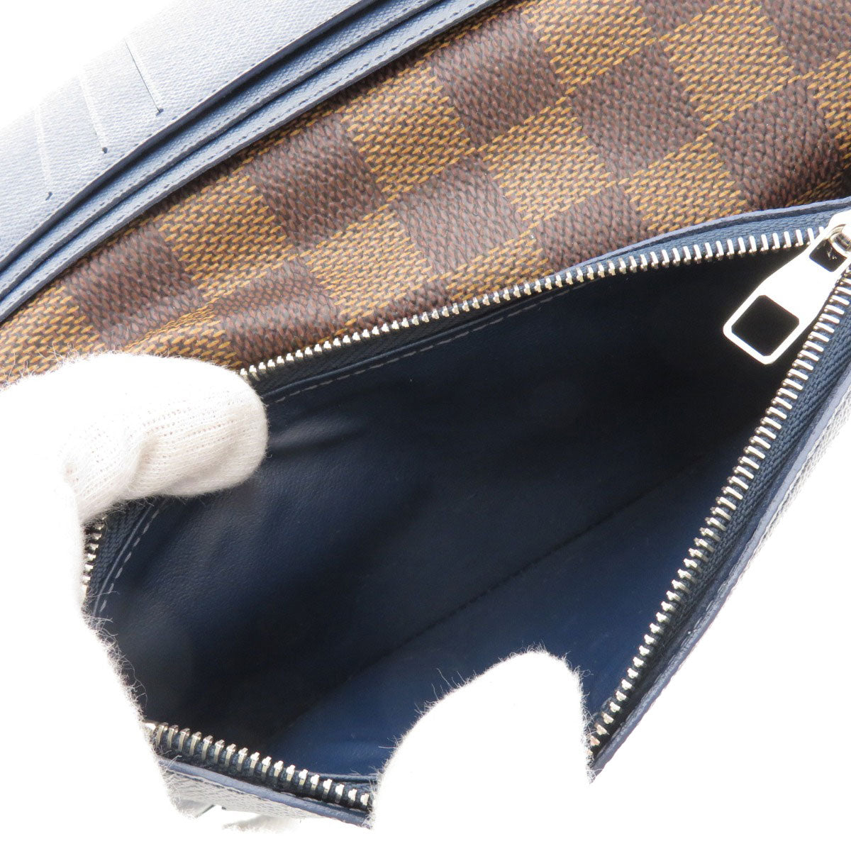LOUIS VUITTON Long Wallet Purse N63153 Damier canvas Brown Portefeuille Brazza Former Women Used Authentic