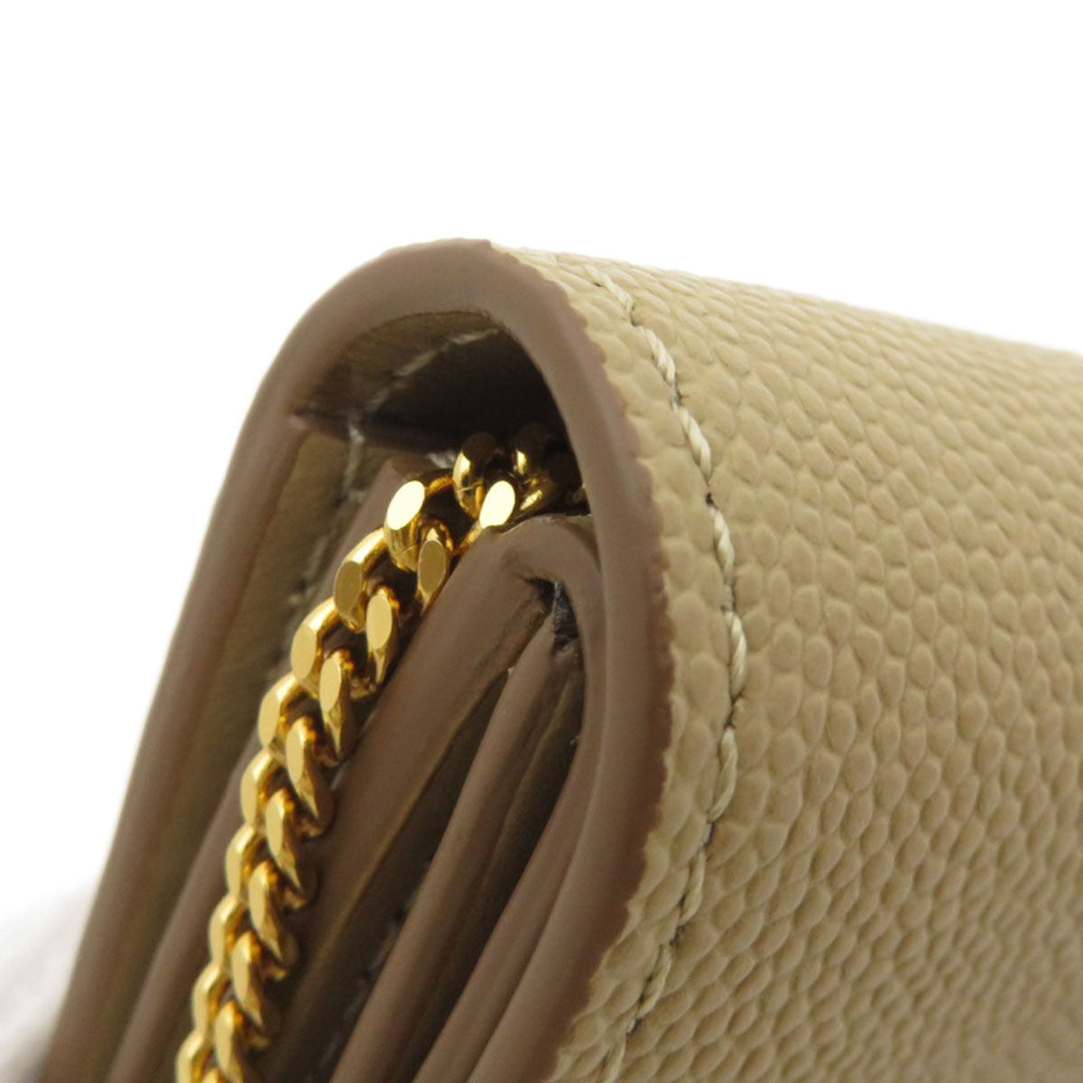 BURBERRY Coin case Calfskin beige Coin Chain Wallet Women Used Authentic