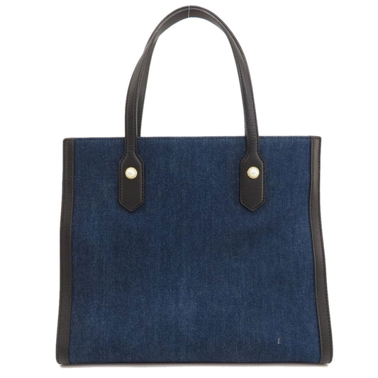 GUCCI Tote Bag 456545 denim blue Tiger embroidery