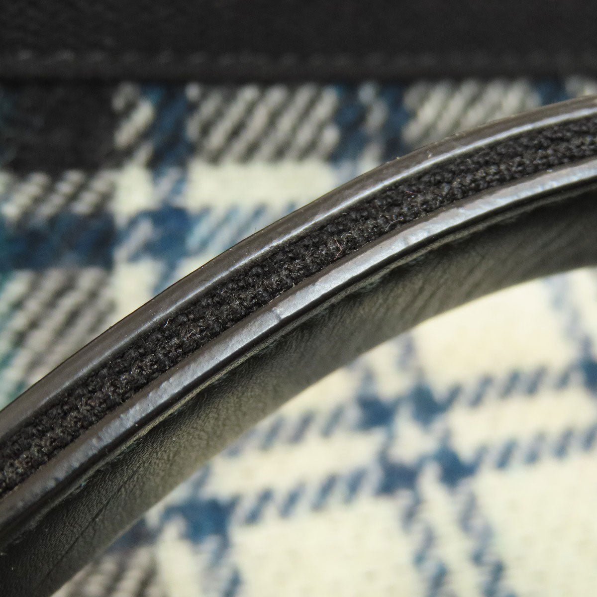 BALENCIAGA Handbag 339933 wool green Navy Cabas Check Pattern Women Used Authentic