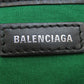BALENCIAGA Handbag 339933 wool green Navy Cabas Check Pattern Women Used Authentic
