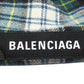 BALENCIAGA Handbag 339933 wool green Navy Cabas Check Pattern Women Used Authentic