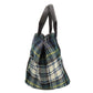 BALENCIAGA Tote Bag 339933 wool green Navy Cabas Check Pattern Women Used Authentic