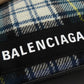 BALENCIAGA Tote Bag 339933 wool green Navy Cabas Check Pattern Women Used Authentic