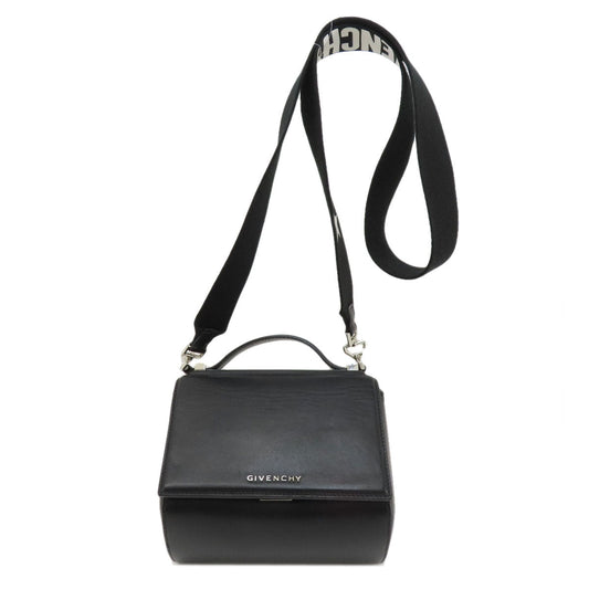 Givenchy Handbag leather black logoMetal 2WAY Women Used Authentic