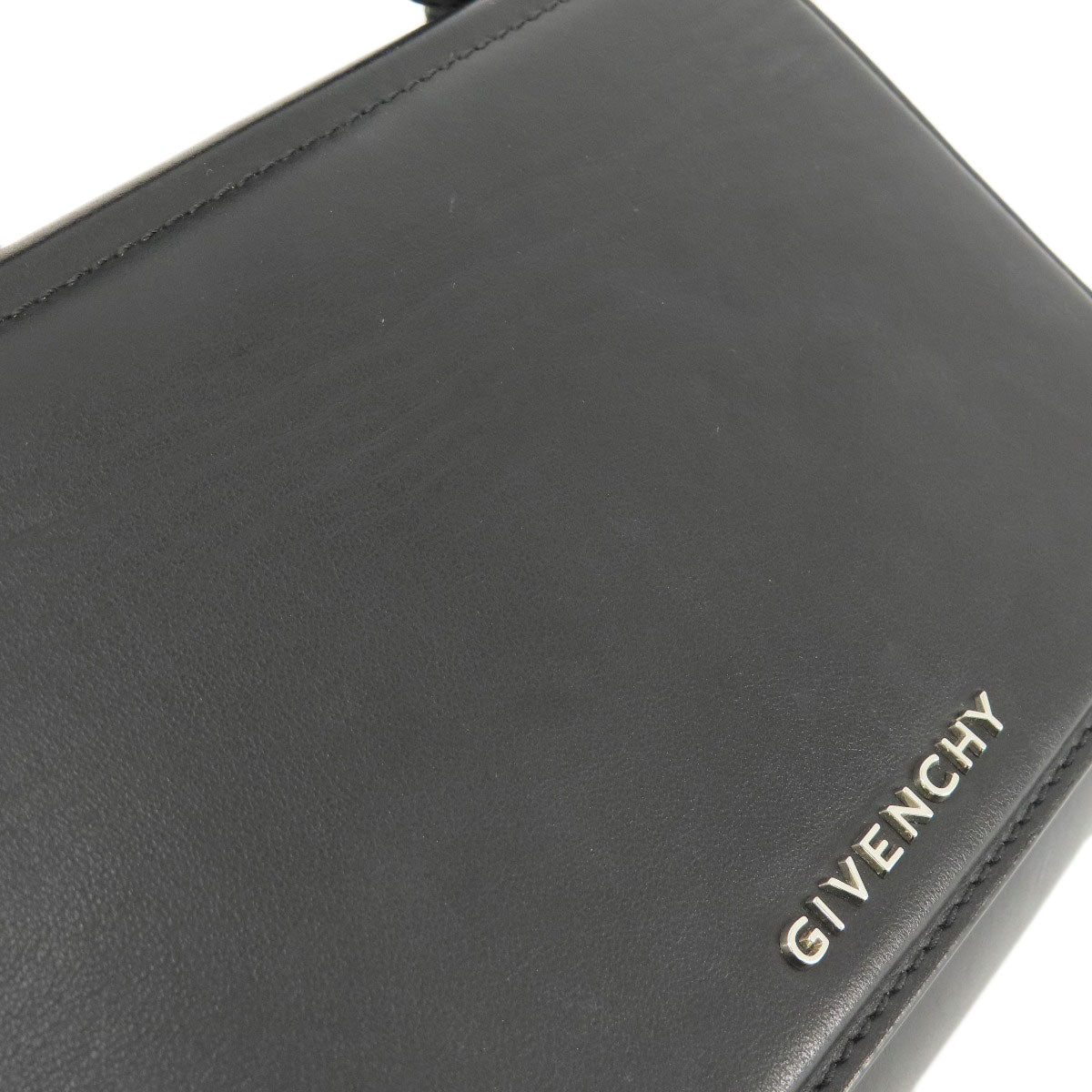 Givenchy Handbag leather black logoMetal 2WAY Women Used Authentic