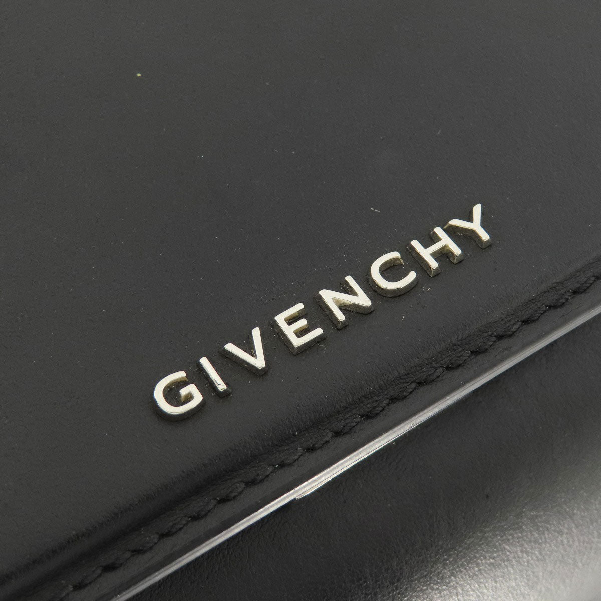 Givenchy Handbag leather black logoMetal 2WAY Women Used Authentic