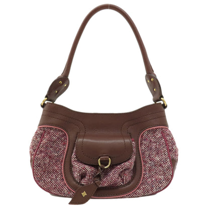 CELINE Handbag Tweed, Leather Red logoMetal Tweed Women Used Authentic