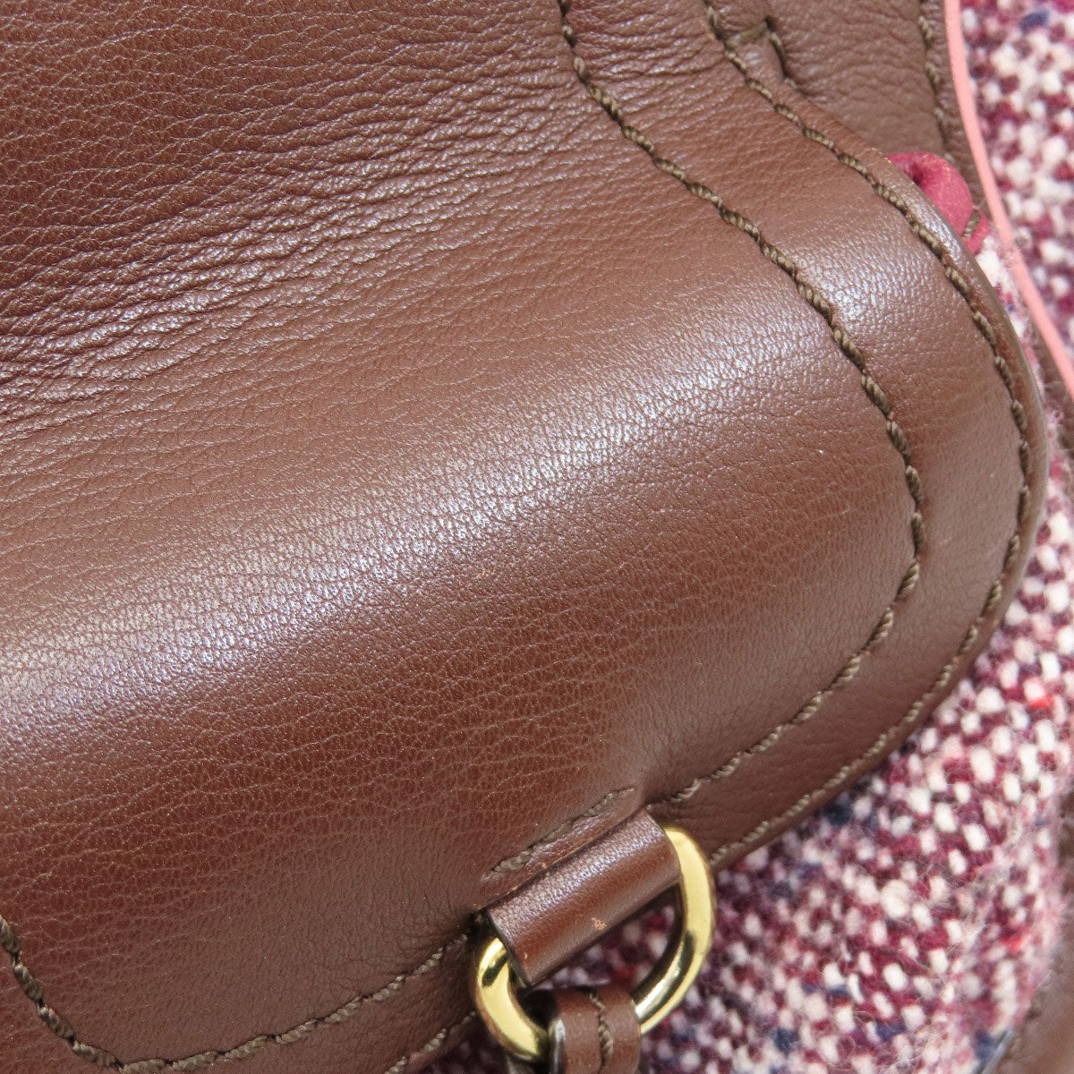 CELINE Handbag Tweed, Leather Red logoMetal Tweed Women Used Authentic