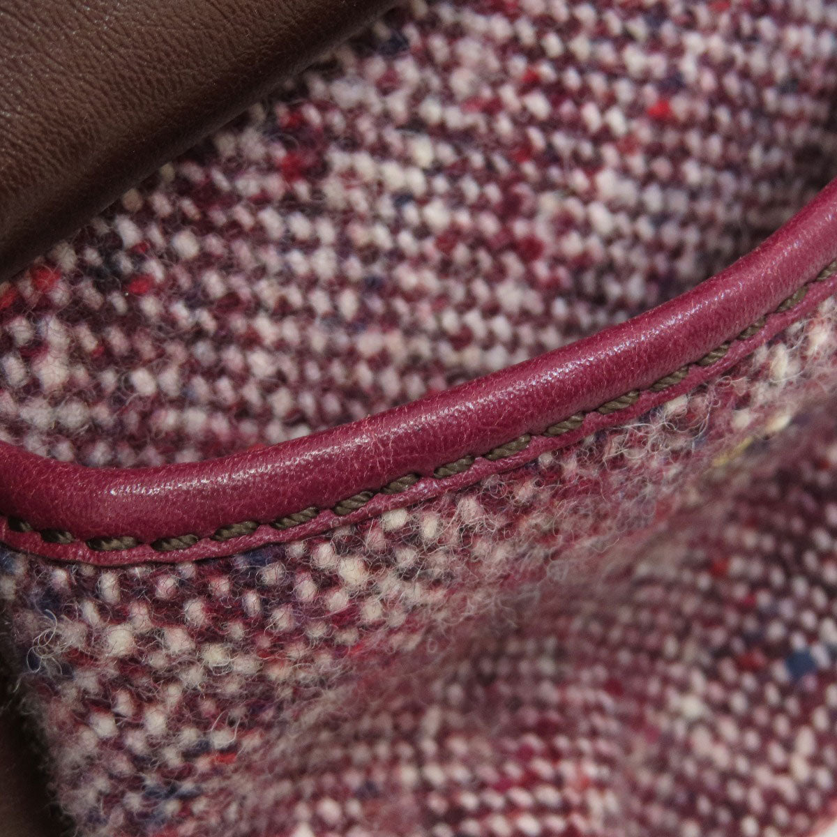 CELINE Handbag Tweed, Leather Red logoMetal Tweed Women Used Authentic