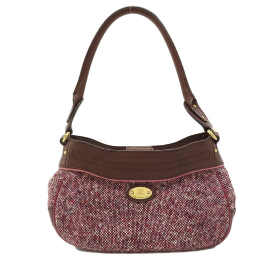 CELINE Handbag Tweed, Leather Red logoMetal Tweed Women Used Authentic