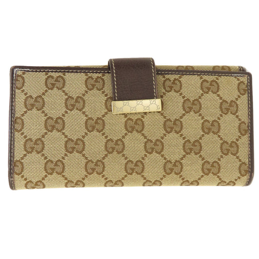 GUCCI Long Wallet Purse 212089 canvas Brown GG Women Used Authentic
