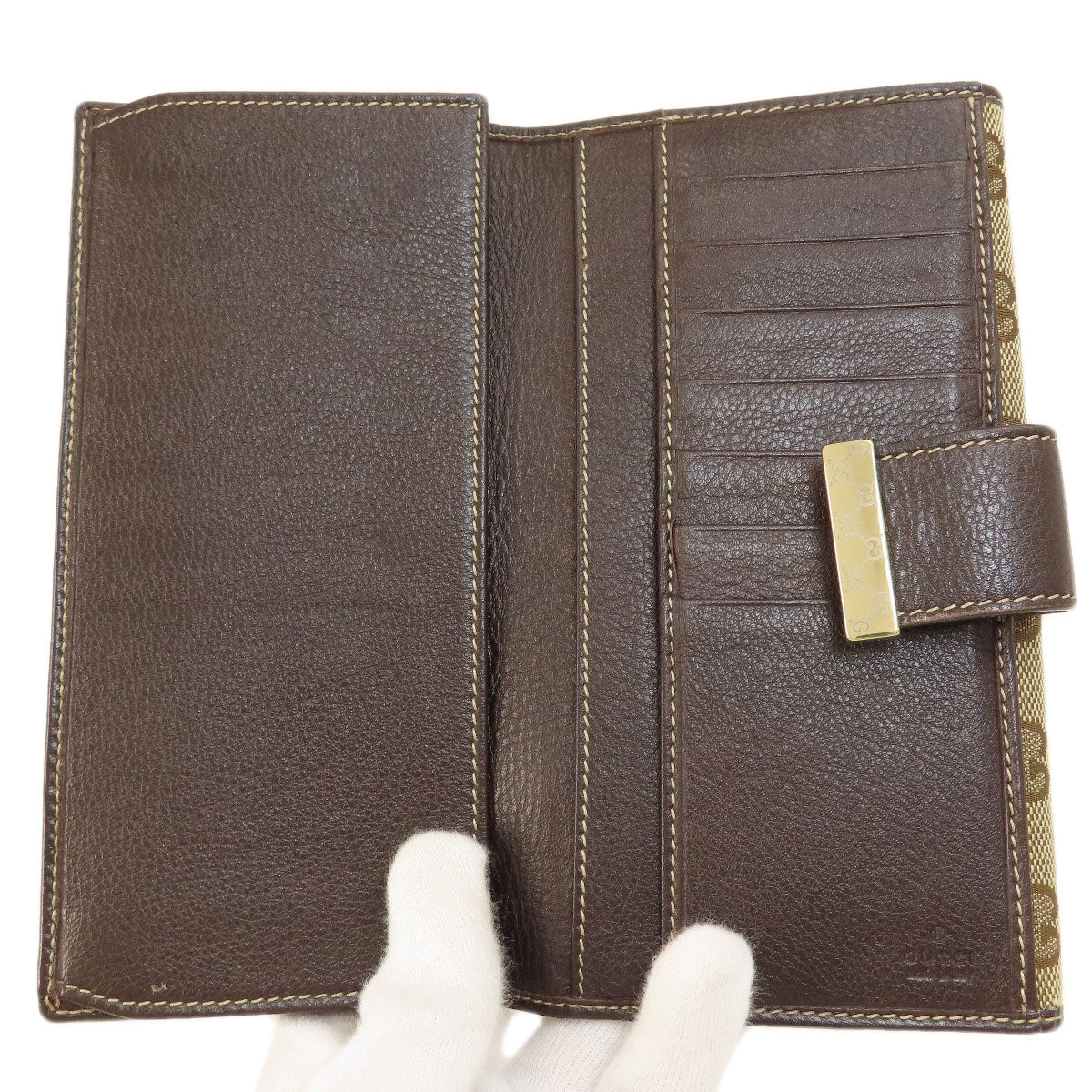 GUCCI Long Wallet Purse 212089 canvas Brown GG Women Used Authentic
