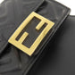 FENDI Bifold Wallet leather black Embossed logo Women Used Authentic