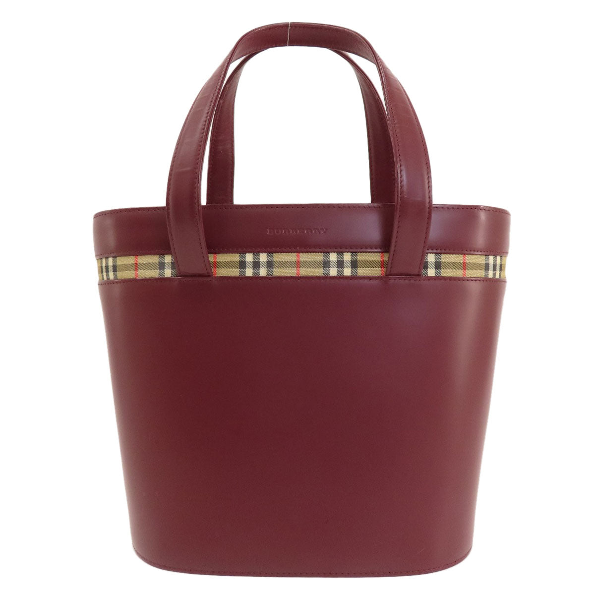 BURBERRY Handbag leather Red logo Women Used Authentic