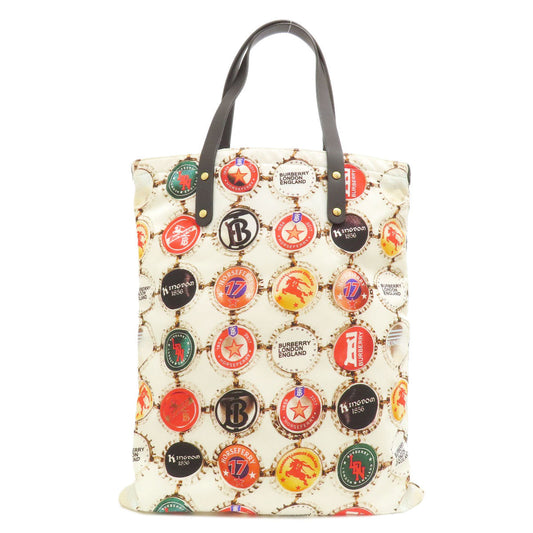BURBERRY Tote Bag Nylon white Bottle Cap Print