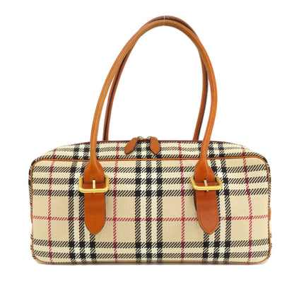 BURBERRY Handbag knit Brown Nova Check Women Used Authentic