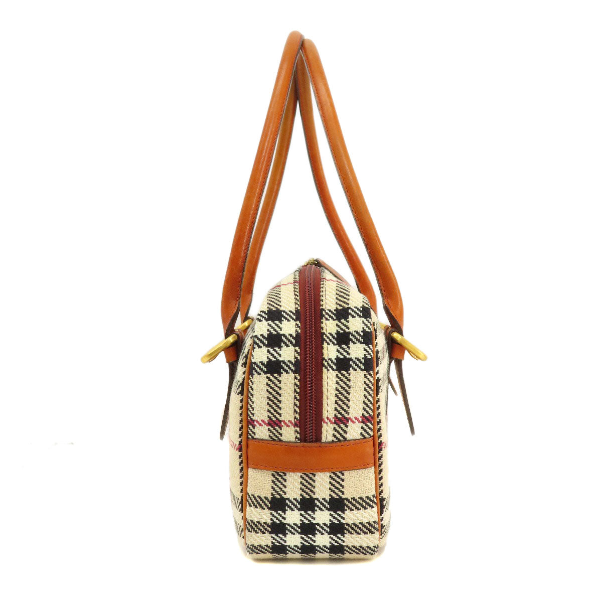 BURBERRY Handbag knit Brown Nova Check Women Used Authentic