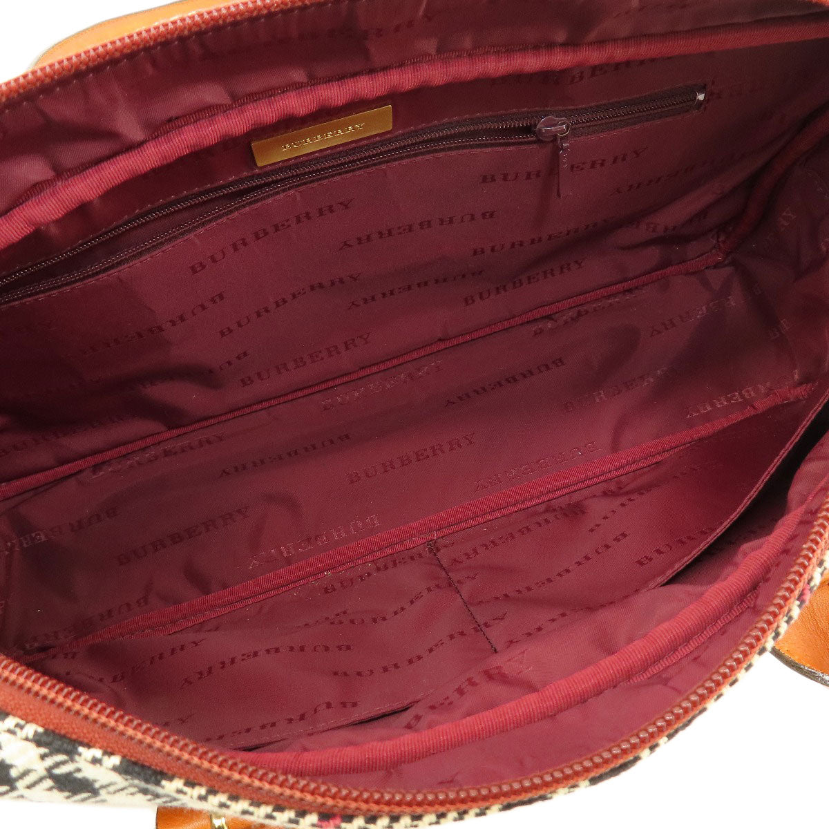 BURBERRY Handbag knit Brown Nova Check Women Used Authentic