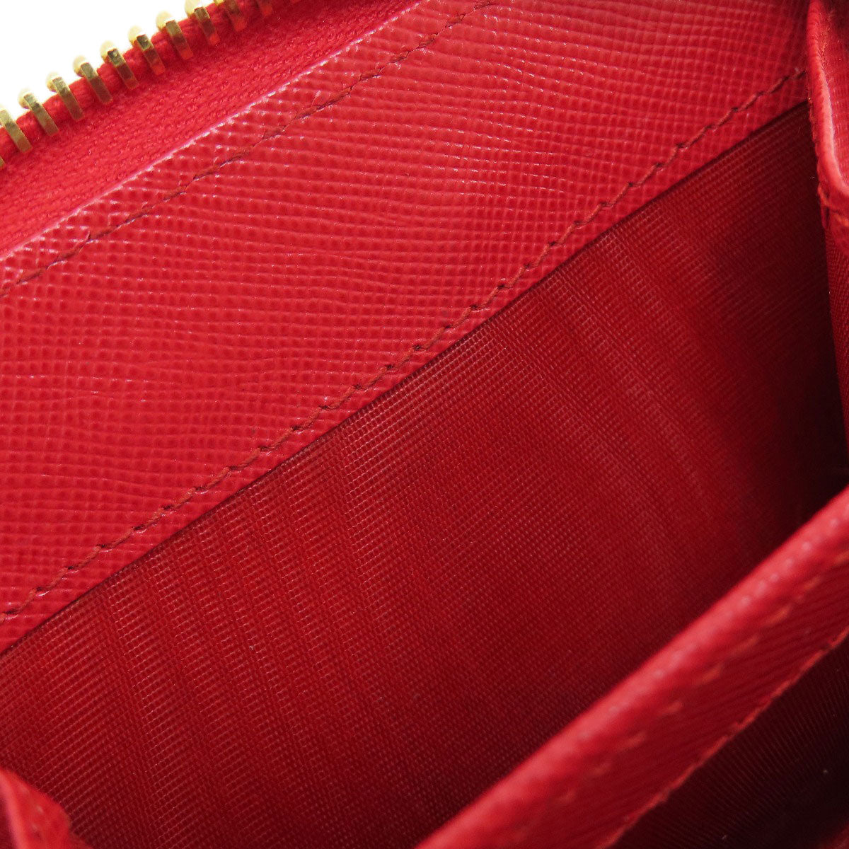 PRADA Bifold Wallet 1M0522 silk Red logoMetal Women Used Authentic