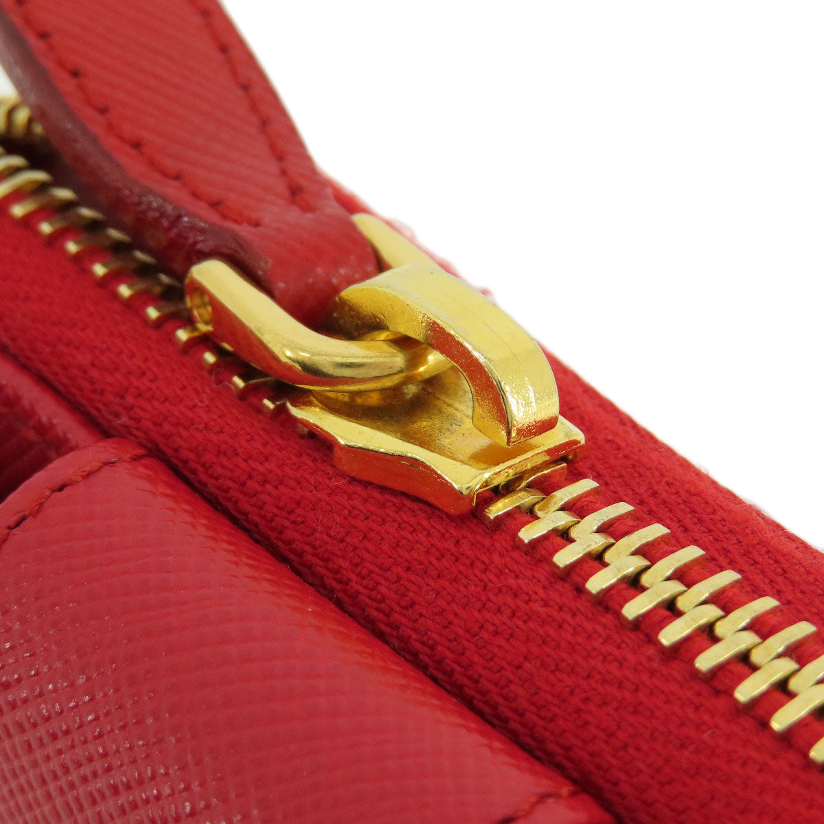 PRADA Bifold Wallet 1M0522 silk Red logoMetal Women Used Authentic