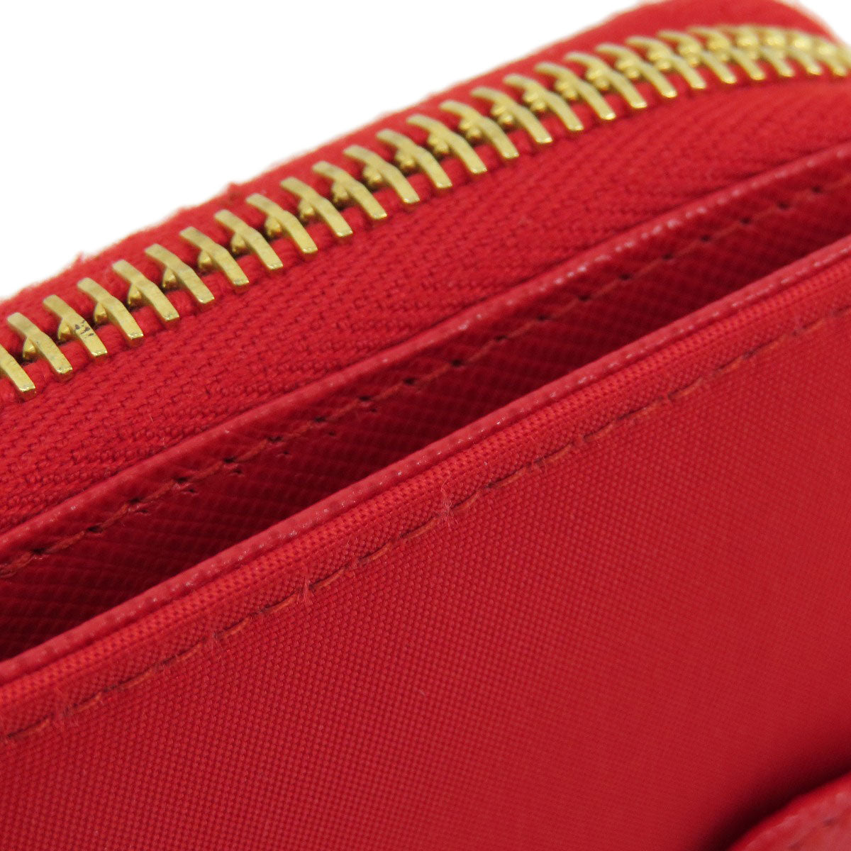 PRADA Bifold Wallet 1M0522 silk Red logoMetal Women Used Authentic
