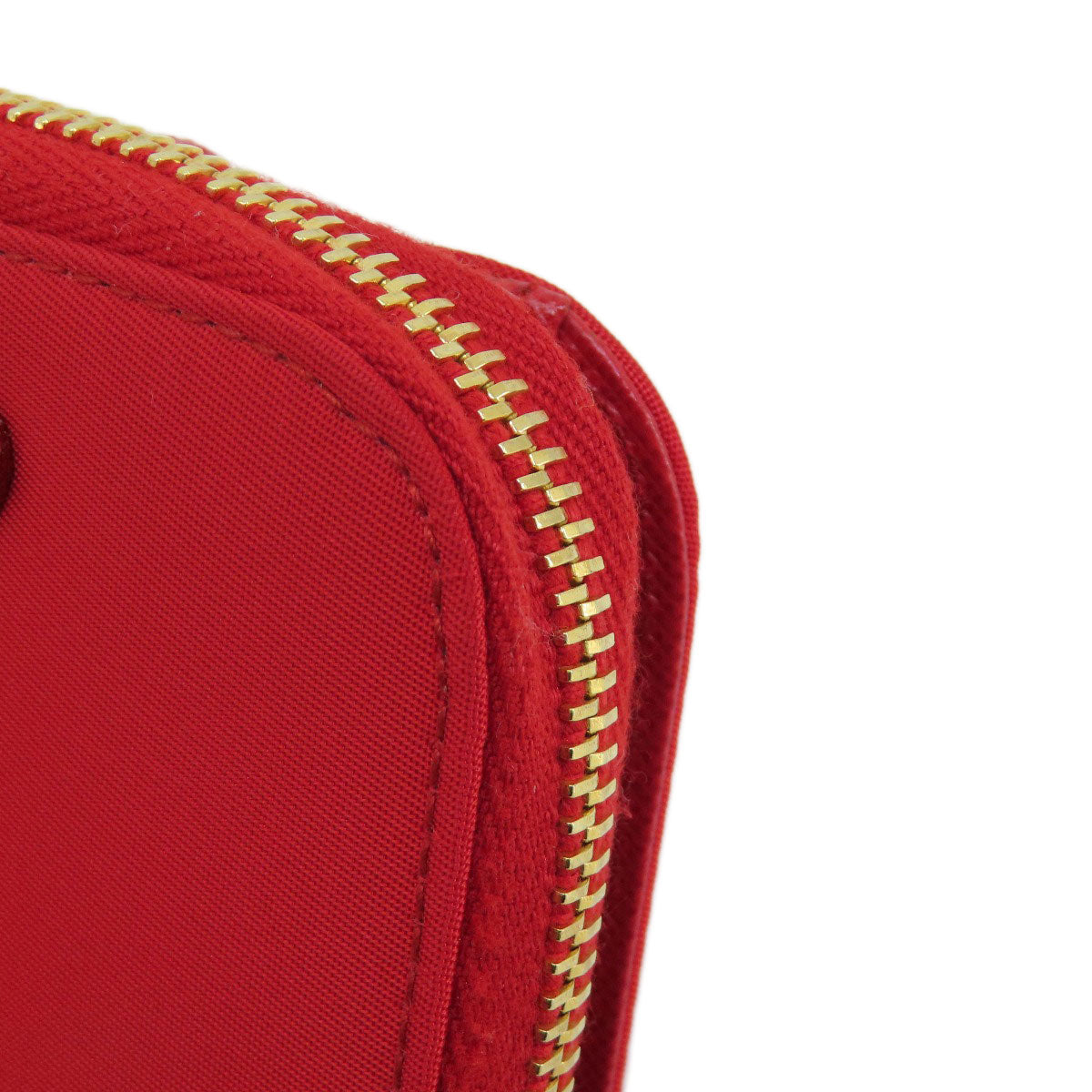 PRADA Bifold Wallet 1M0522 silk Red logoMetal Women Used Authentic