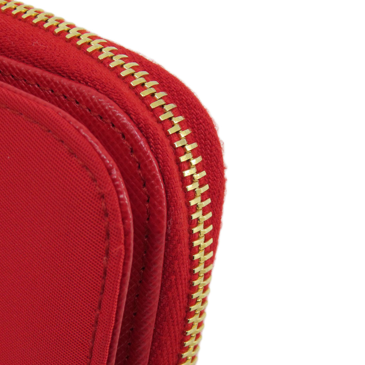 PRADA Bifold Wallet 1M0522 silk Red logoMetal Women Used Authentic