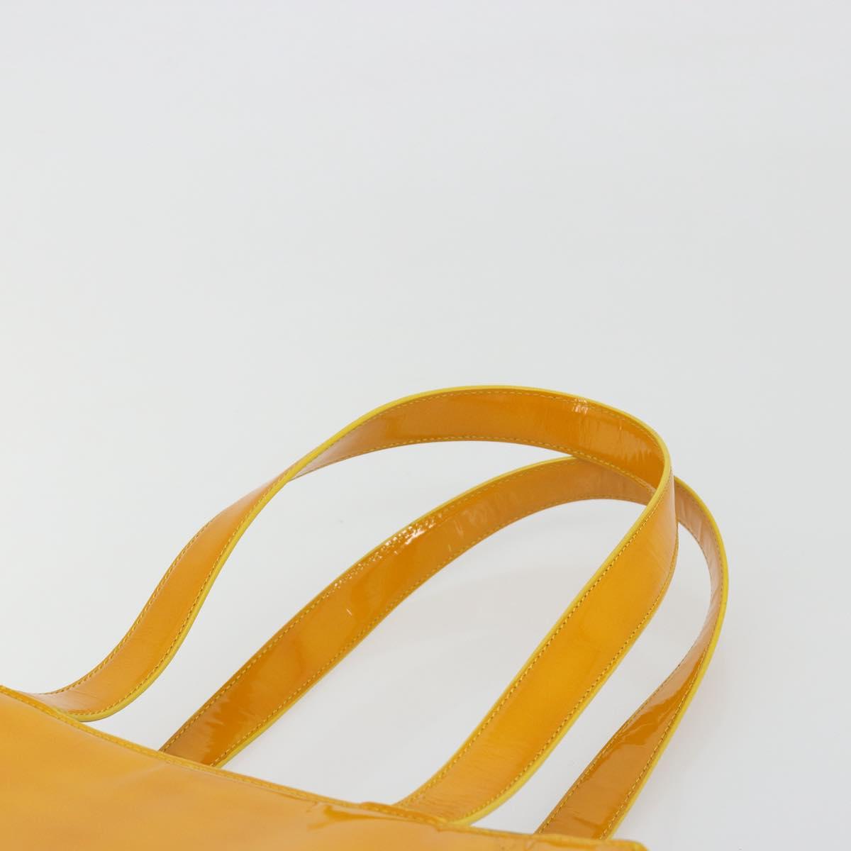 CHANEL Tote Bag Patent Leather Orange CC