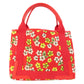 BALENCIAGA Handbag 329933 canvas Red Navy Cabas Flower Motif Women Used Authentic