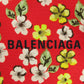 BALENCIAGA Handbag 329933 canvas Red Navy Cabas Flower Motif Women Used Authentic