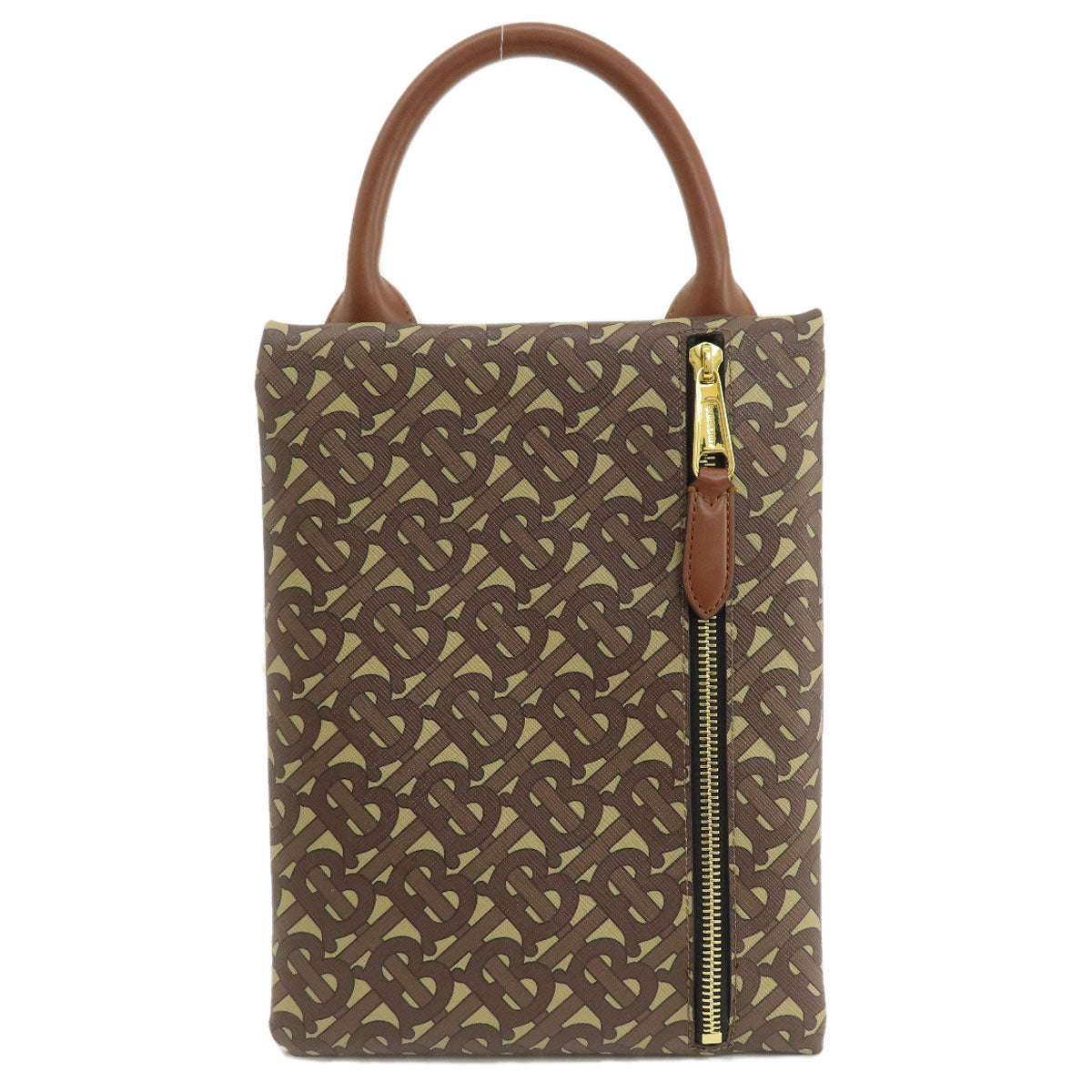 BURBERRY Handbag PVC Brown B logo total pattern Women Used Authentic