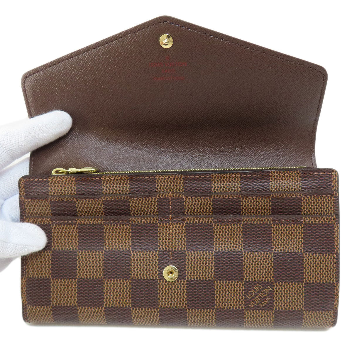 LOUIS VUITTON Long Wallet Purse N63209 Damier canvas Brown Portefeuille Sara