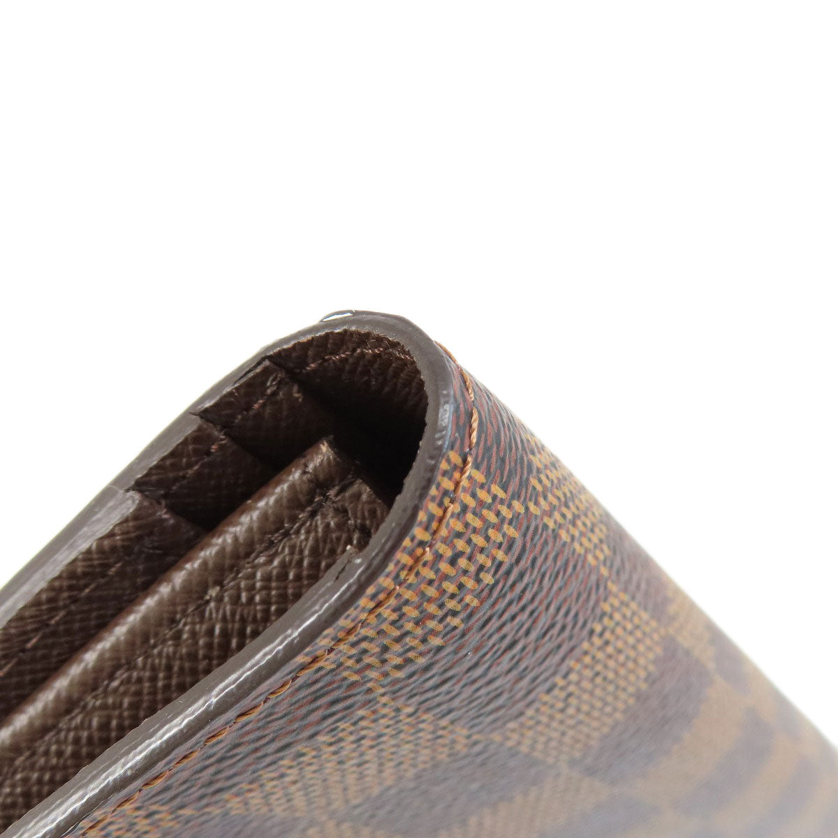 LOUIS VUITTON Long Wallet Purse N60017 Damier canvas Brown Portefeuille�EBrazza Former mens Used Authentic