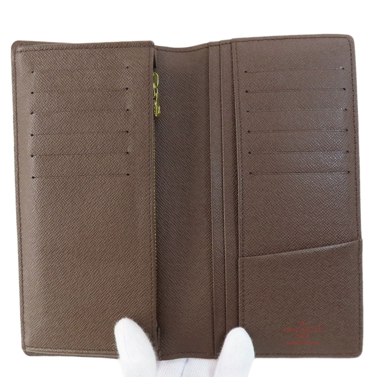 LOUIS VUITTON Long Wallet Purse N60017 Damier canvas Brown Portefeuille�EBrazza Former mens Used Authentic