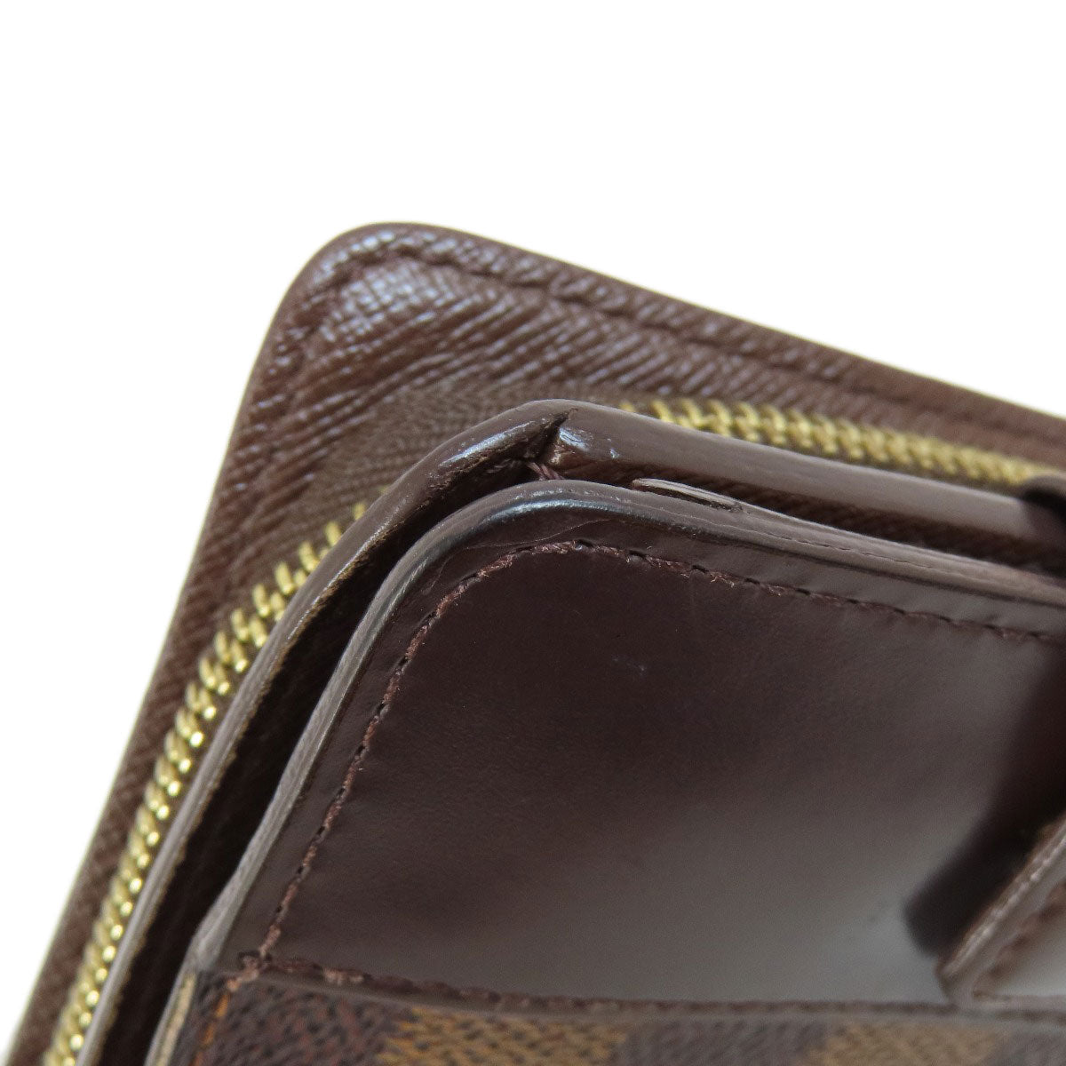 LOUIS VUITTON Bifold Wallet M61668 Damier canvas Brown Compact zip