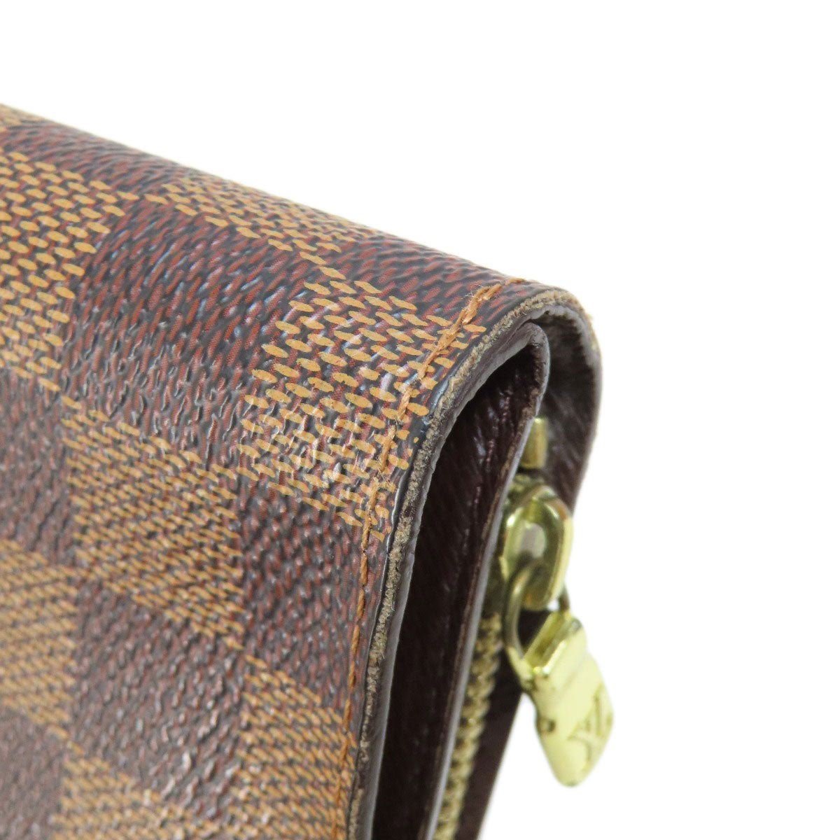 LOUIS VUITTON Bifold Wallet M61668 Damier canvas Brown Compact zip
