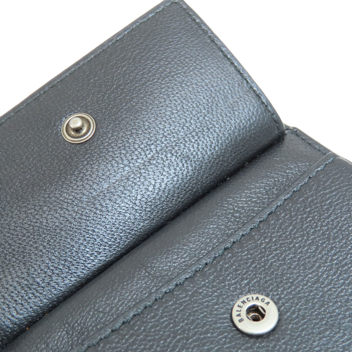 BALENCIAGA Bifold Wallet 779971 leather black BB mens Used Authentic