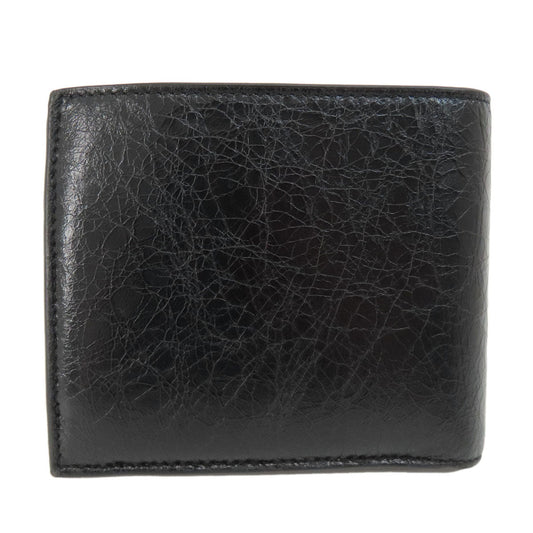 BALENCIAGA Bifold Wallet 779971 leather black BB mens Used Authentic