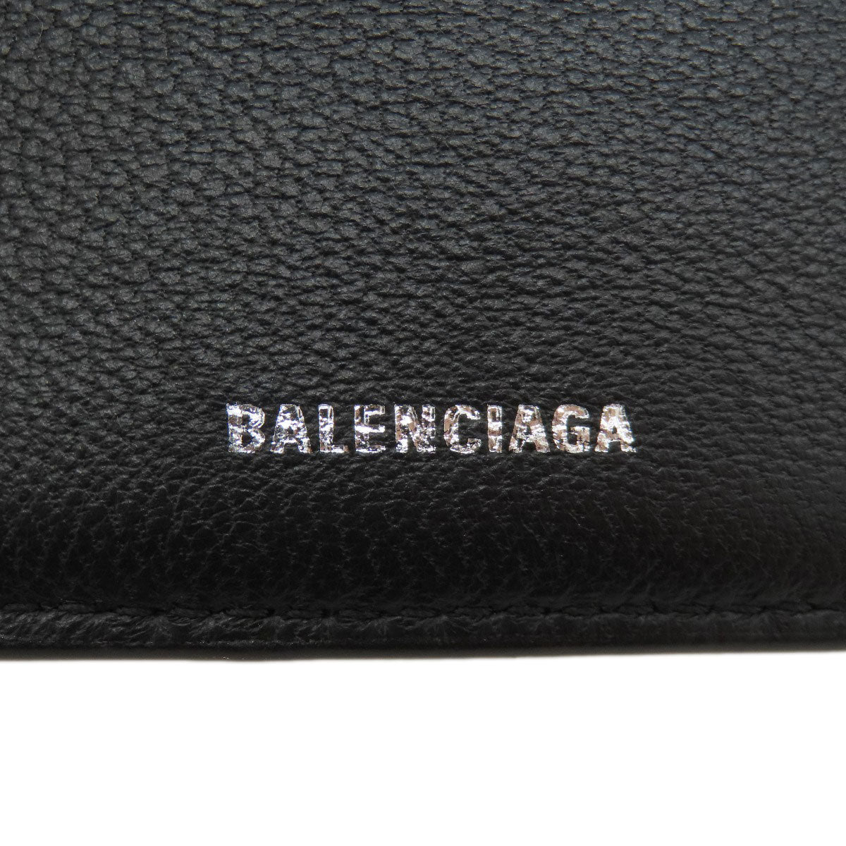 BALENCIAGA Bifold Wallet 779971 leather black BB mens Used Authentic
