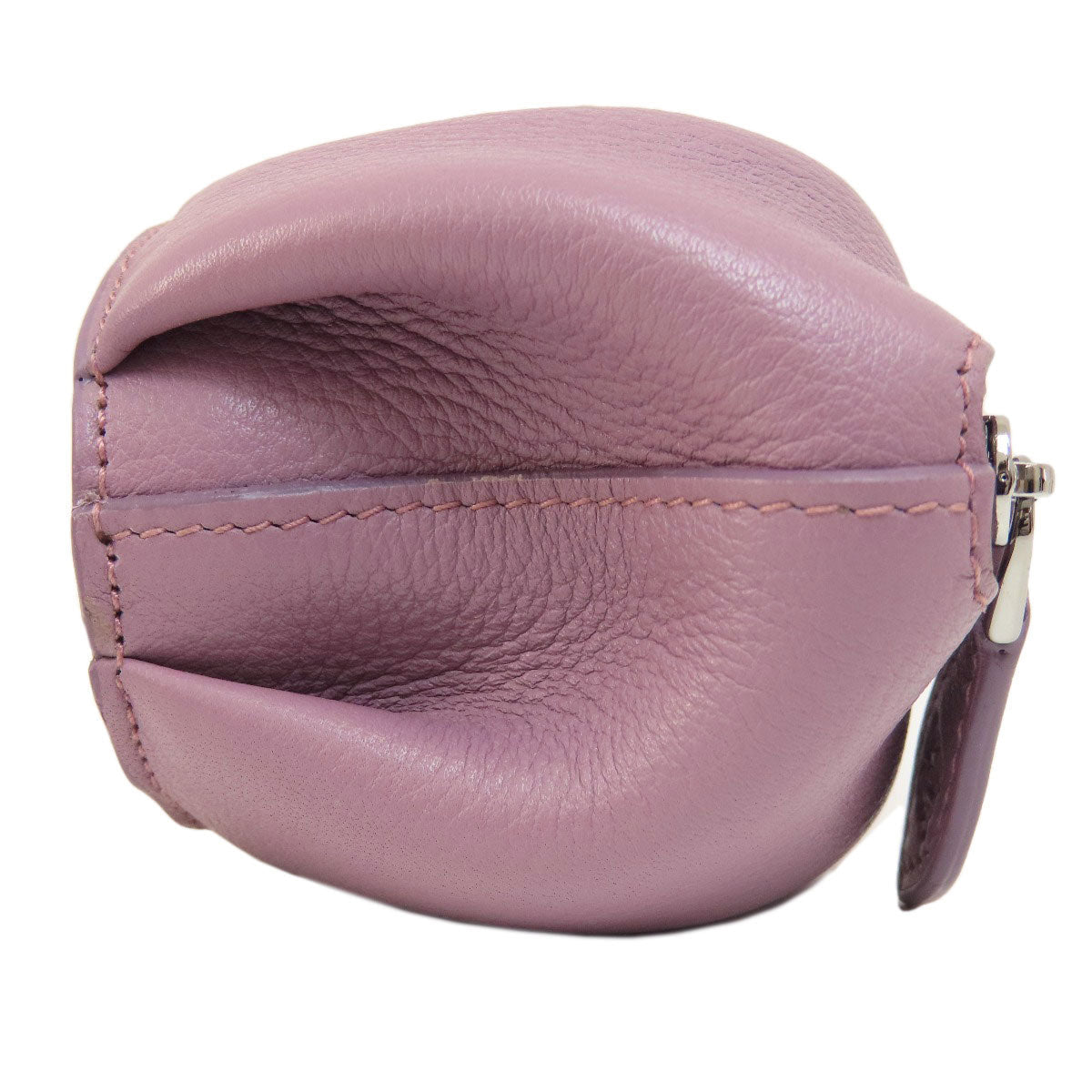 LOEWE Coin case leather purple Cow motif Women Used Authentic
