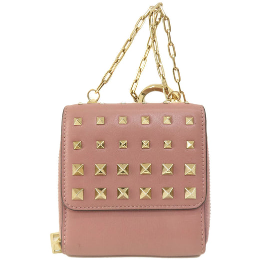 Valentino Bifold Wallet leather pink Studs