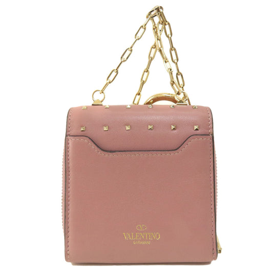 Valentino Bifold Wallet leather pink Studs
